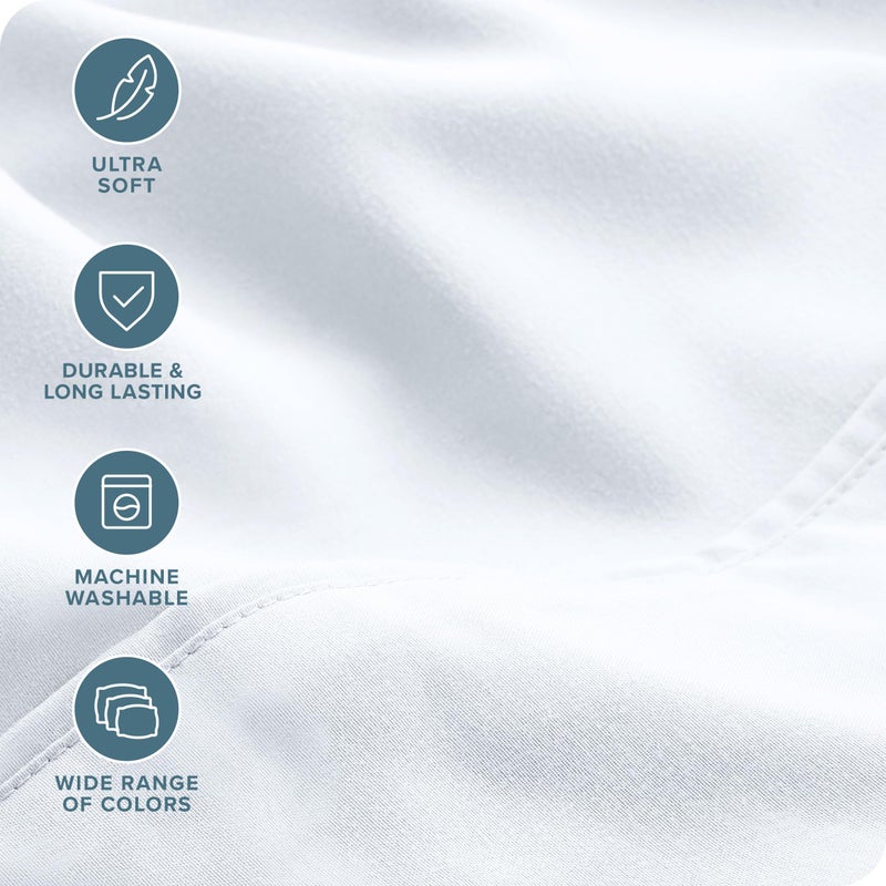 Bare Home Hotel Luxury Full XL Sheet Set  Extra Soft - 6 Piece Set - Deep Pockets - Easy Fit - Cooling & Breathable - Wrinkle  Fade  Stain Resistant - Includes 4 Pillowcases (Full XL  White) - Image 4